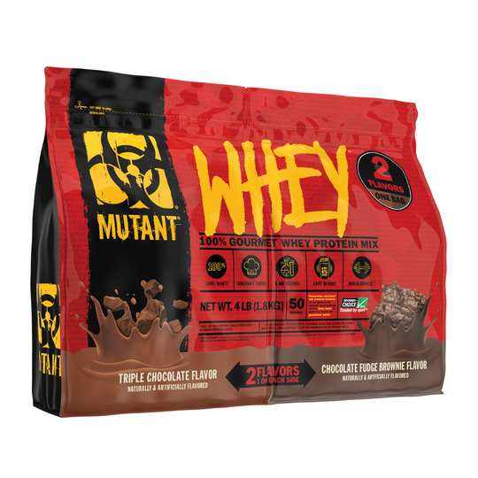 MUTANT WHEY 1.8KG (4LBS) DUAL CHAMBER - TRIPLE CHOCOLATE & CHOCOLATE FUDGE BROWNIE