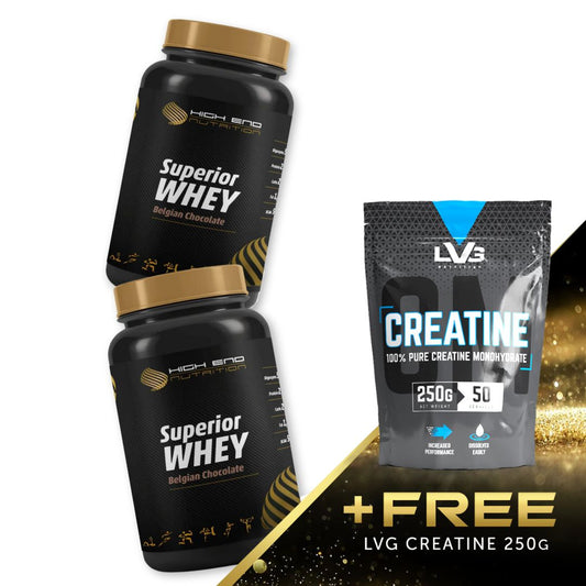 2x HIGH END NUTRITION SUPERIOR WHEY 2KG + FREE 250g Creatine