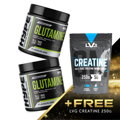 2x Hype Glutamine + FREE 250g Creatine