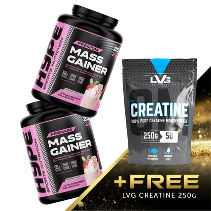 2x Hype Mass Gainer + FREE 250g Creatine