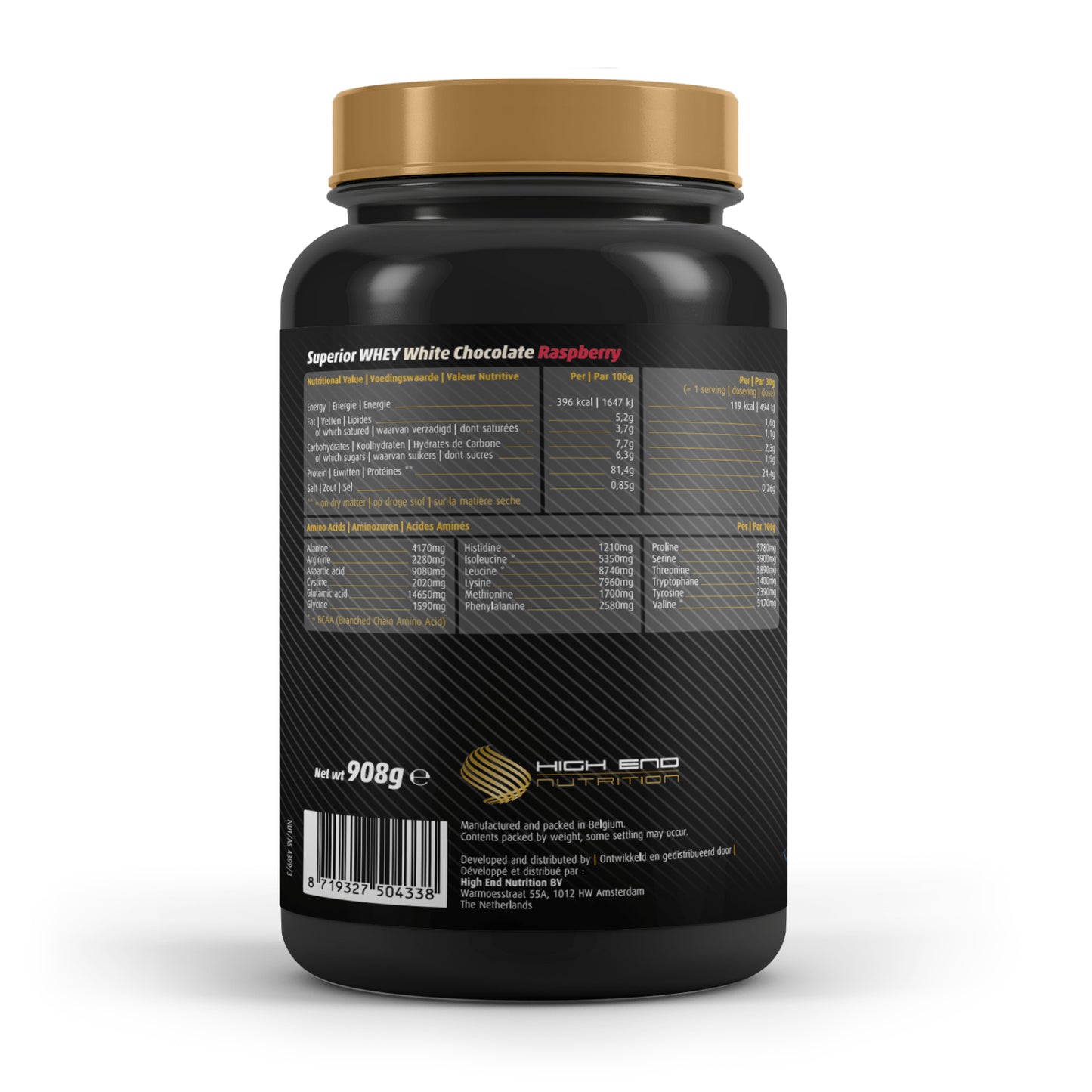  HIGH END NUTRITION SUPERIOR WHEY 'WHITE CHOC RASPBERRY' '908 G'