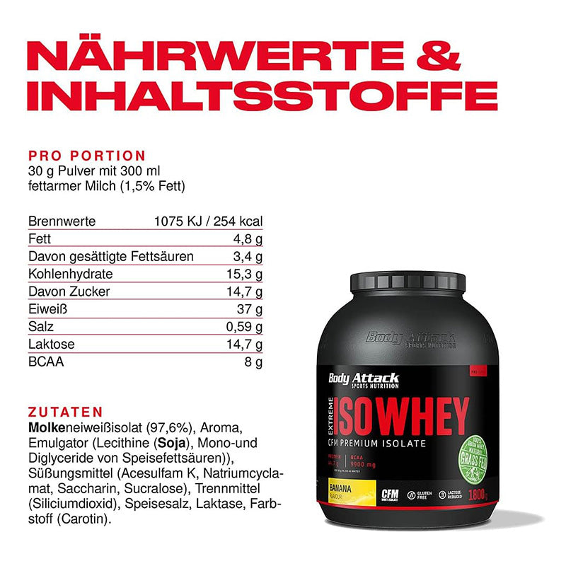 BODY ATTACK EXTREME ISOWHEY - 1.8KG- BANANA