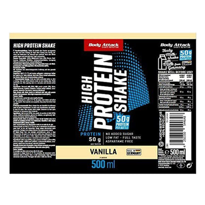 BODY ATTACK HIGH PROTEIN SHAKE 500ML - VANILLA